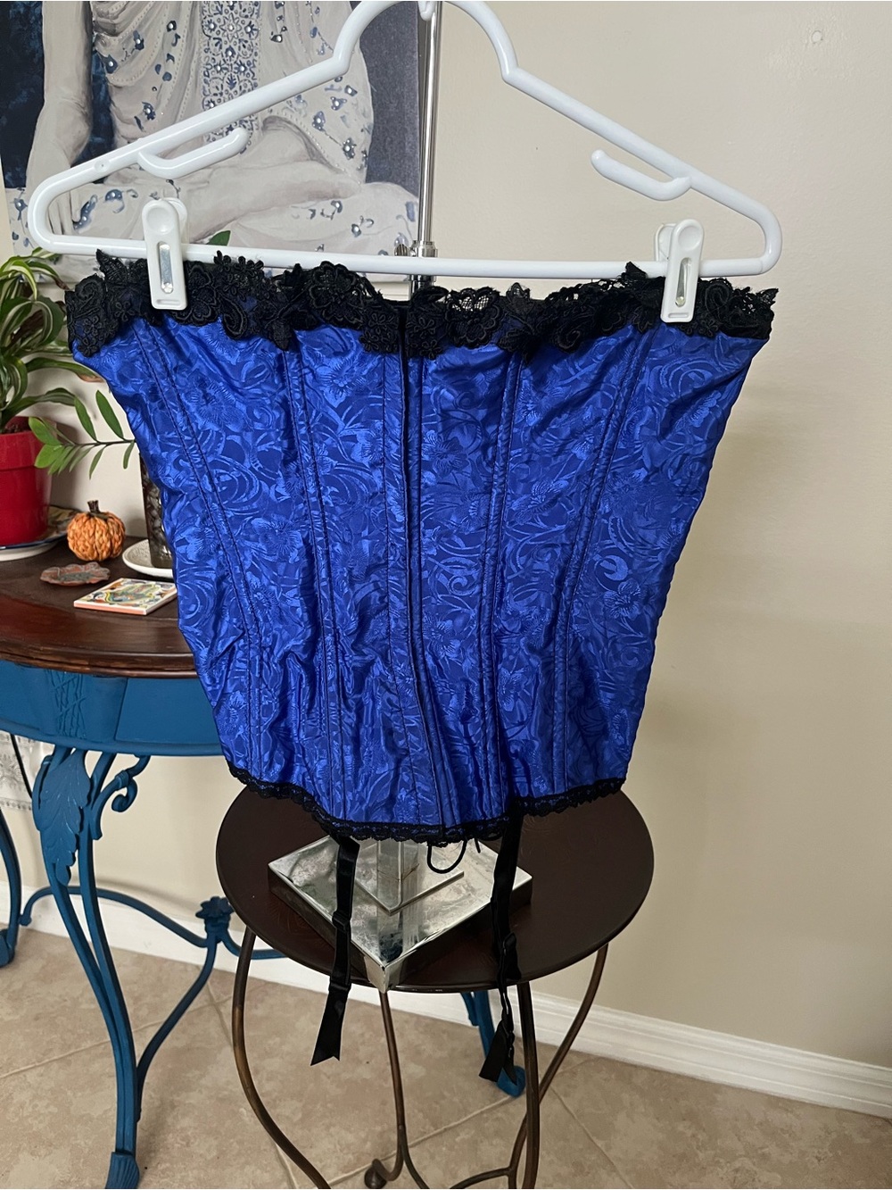 vintage 90’s Frederick's of Hollywood royal blue brocade corset Top 36